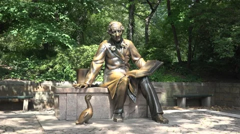 The Hans Christian Andersen Statue in Central Park, Manhattan, New York. Stock Footage