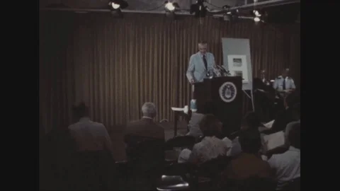 Hans Mark talk to media during press conference - 1980 Stock Footage 103596991