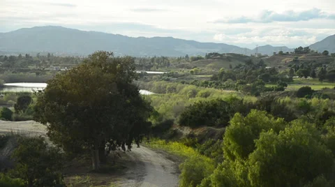 Hansen Dam park path Stock Footage 32241156