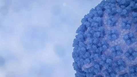 Hantavirus Particle 3D Render Light Blue Right Copy Space 库存插图