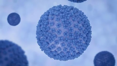 Hantavirus Particle 3D Render Light Blue Centre 库存插图