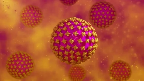 Hantavirus Virus Particles Floating Microscopic Medical Background. 4K 库存影片 334421760