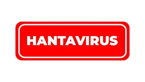 Hantavirus Warning Sign - Red Rectangle with White Text on White Background. Stock Footage 340024765