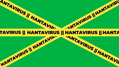 Hantavirus Warning Tape on Green Background for Disease Awareness and Preve.. Stock Footage 340024110