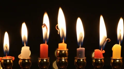 Hanukah candles celebrating the Jewish holiday Stock Footage