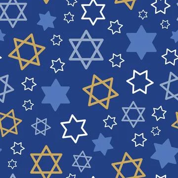 Hanukkah Blue Star of David vector repeat pattern background Illustrazione stock