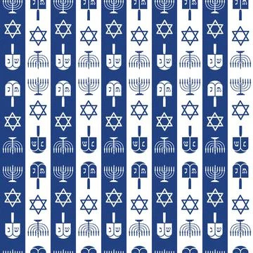 Hanukkah Blue Striped vector repeat pattern background design Stock Illustration