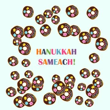 Hanukkah donuts on a blue background. Vector illustration Stock Illustration