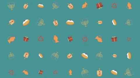 Hanukkah holiday flat design animation background with traditional symbols Stock Footage 81106626