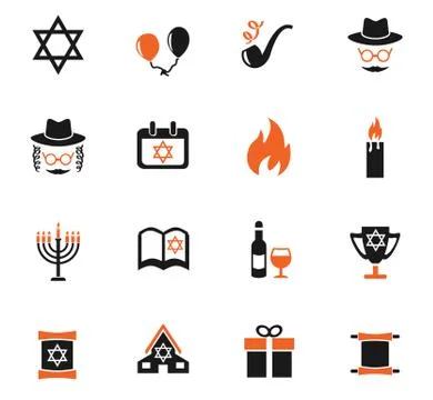 Hanukkah icon set Stock Illustration