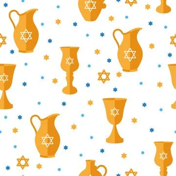 Hanukkah icons Colored pattern background Vector Illustrazione stock