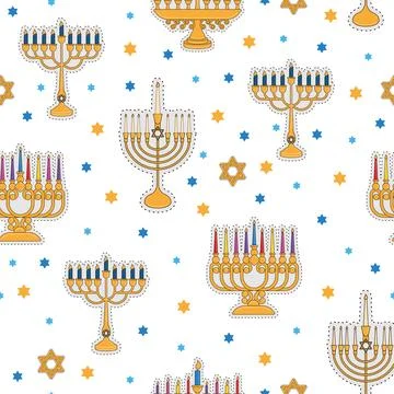 Hanukkah icons Colored pattern background Vector Stockillustratie