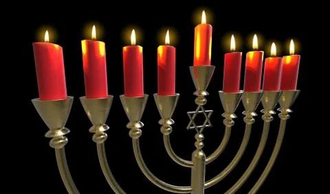 Hanukkah menorah 3D render Stock Illustration