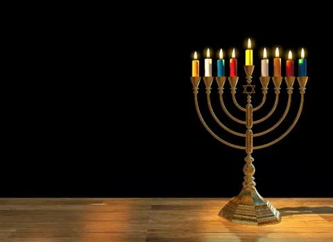 Hanukkah menorah 3D render Stock Illustration