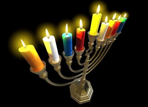 Hanukkah menorah 3D render Stock Illustration