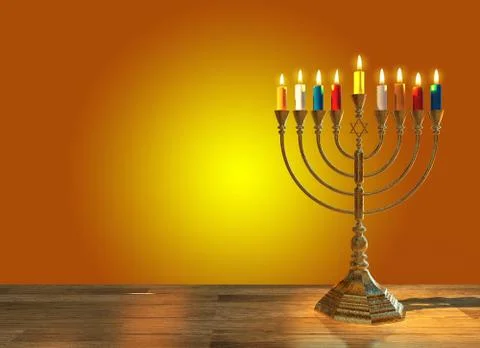 Hanukkah menorah 3D render Stock Illustration