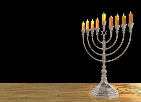 Hanukkah menorah 3D render Illustrazione stock