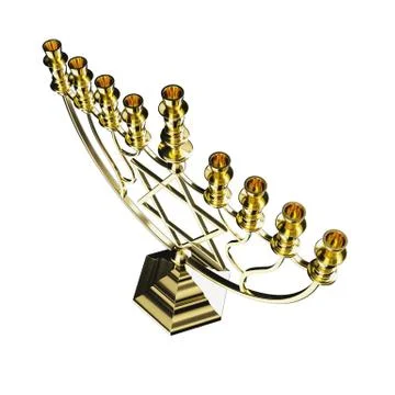 Hanukkah menorah 3D render Illustrazione stock