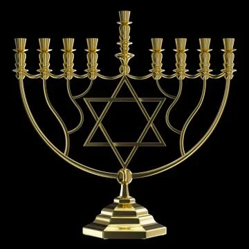 Hanukkah menorah 3D render Stock Illustration