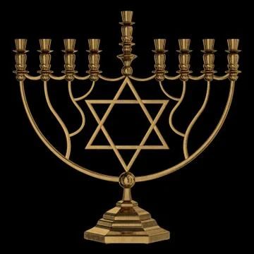 Hanukkah menorah 3D render Illustrazione stock