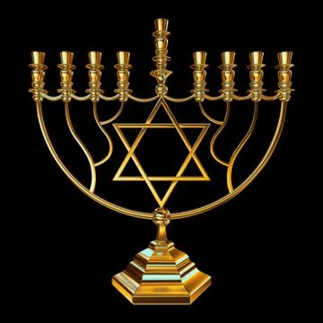 Hanukkah menorah 3D render Illustrazione stock