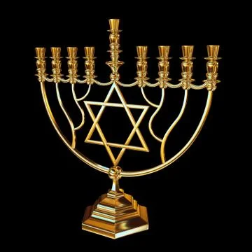 Hanukkah menorah 3D render Illustrazione stock
