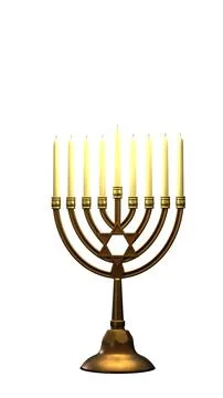 A Hanukkah menorah hanukkiah, white background isolated 스톡 일러스트