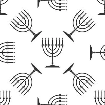 Hanukkah menorah icon pattern on white background. Adobe illustrator Stock Illustration