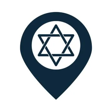 Hanukkah, pointer location with star of David silhouette icon イラスト素材