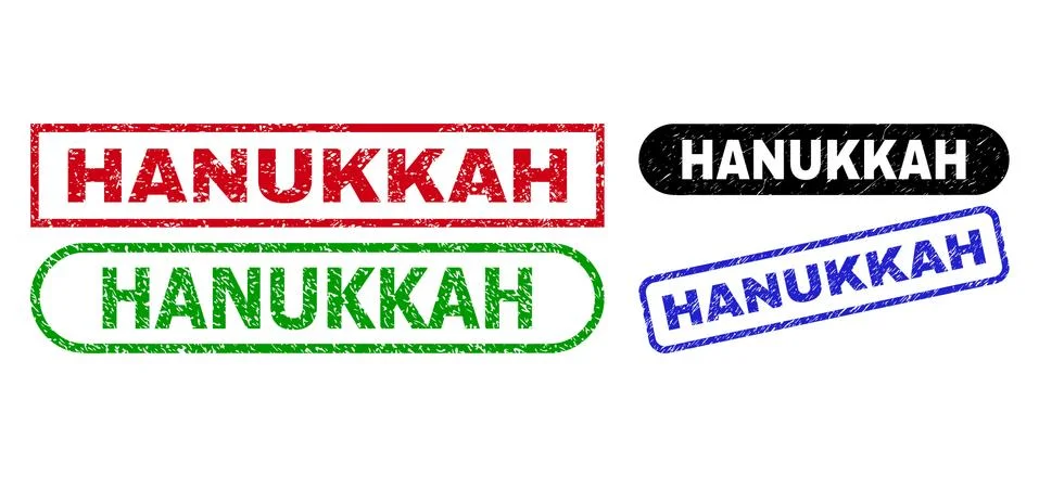 HANUKKAH Rectangle Watermarks Using Corroded Surface Stock Illustration