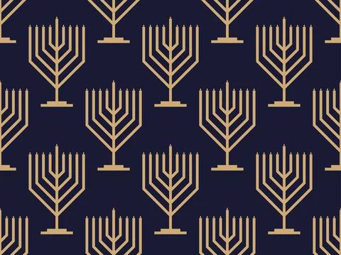 Hanukkah seamless pattern with menorah with nine candle. Jewish festival 스톡 일러스트