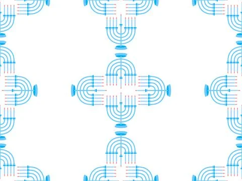 Hanukkah seamless pattern with Menorah with nine candles on white backgroun.. 스톡 일러스트
