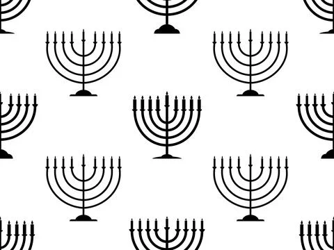 Hanukkah seamless pattern with Menorah with nine candles. Lighted Hanukkah .. Stock Illustration