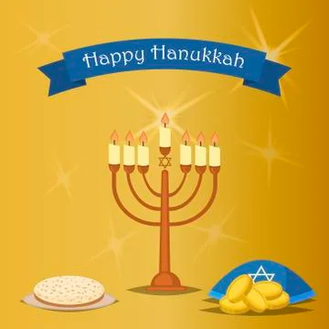 Hanukkah Typography Vector Design Stock Illustration