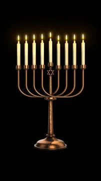 Hanukkah Visualization with Menorah and Warm Candle Glow Illustration