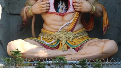 Hanuman Chalisa Statue Sequence Footage from Parmarth Niketan Rishikesh Stock Footage 156943755