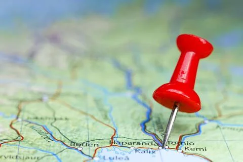 Haparanda, Sweden pin on map Stock Photos