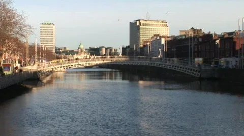Ha'Penny Bridge, Dublin Stock Footage 387092