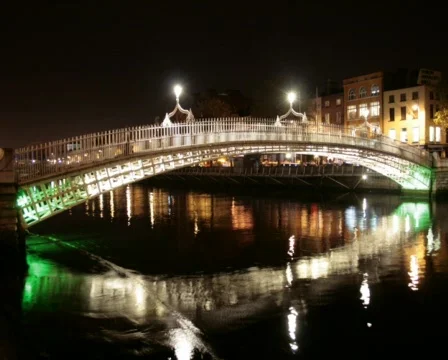 Ha'penny bridge, Dublin, Ireland Stock Footage 555948