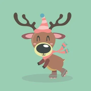 Happiest rain deer. Stock Illustration