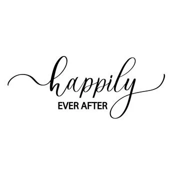 Happily ever after. Wavy elegant calligraphy spelling for decoration. Illustrazione stock