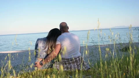 Happines lovers by the sea Video stock 239342942
