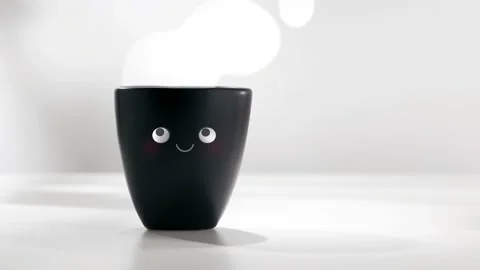 Happiness of black mug. Stock Footage 235971632