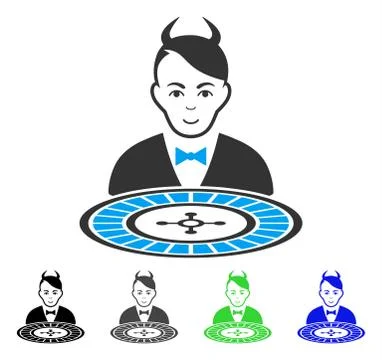 Happiness Devil Roulette Dealer Vector Icon Stock Illustration