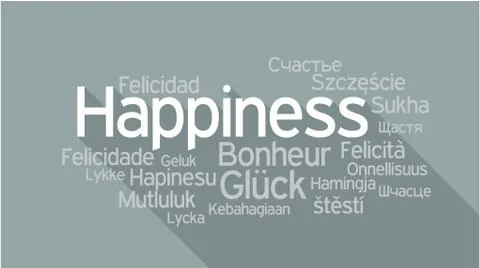 HAPPINESS in different languages, word tag cloud Illustrazione stock