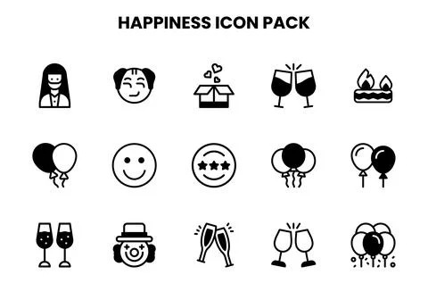 Happiness DuoTone Vector Icons Pack Ilustração Stock