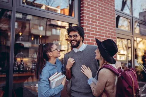 Happiness happens in between classes Stock Photos