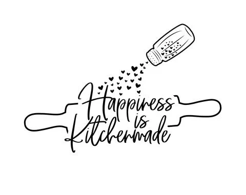Happiness is kitchen made, vector. Wording design. Minimalist poster design Stock Illustration