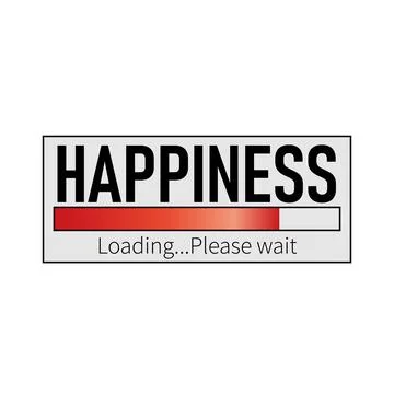 Happiness loading Pleas wait print vector logo icon Stock Illustration