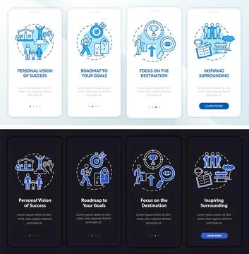 Happiness mind component light, dark onboarding mobile app page screen Stock Illustration